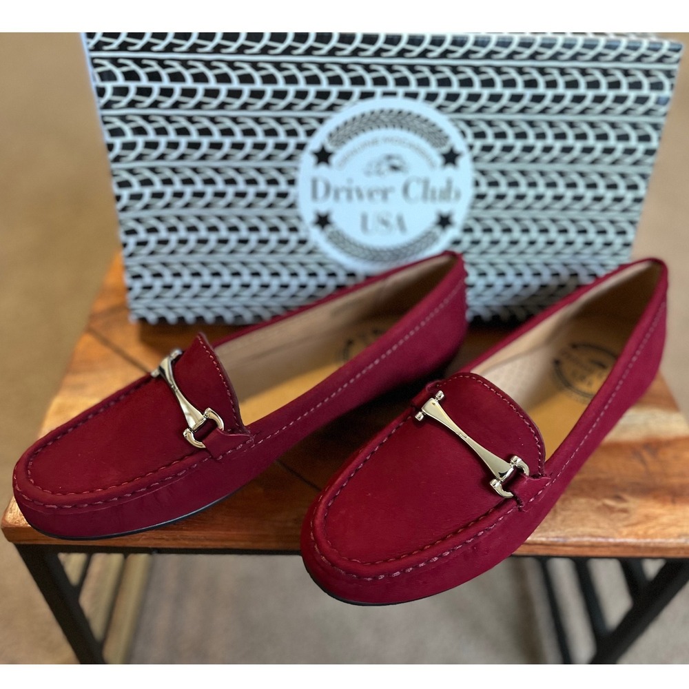 Driver Club USA Grand 2 Rouge Nubuck Leather Bit Loafers  Women's 6 NWB